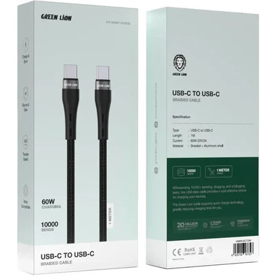 BRAIDED CABLE USB-C TO USB-C 60W کابل گرین لاین