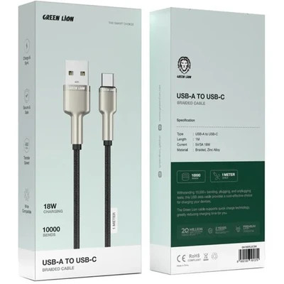 BRAIDED CABLE USB-A TO USB-C 18W کابل گرین لاین